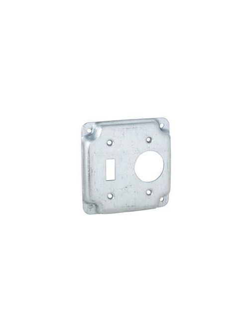 RACO 805C 4 Inch 1/2 Inch Raised 6.5 In Pre-Galvanized Steel Toggle Switch Crushed Corner Square Box Exposed Work Cover RACO 805C 4 Inch 1/2 Inch Raised 6.5 In Pre-Galvanized Steel Toggle Switch Crushed Corner Square Box Exposed Work Cover