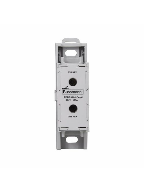 Bussmann Series PDBFS204 175 Amp 1-Pole 8 to 2/0 AWG Power Distribution Block Bussmann Series PDBFS204 175 Amp 1-Pole 8 to 2/0 AWG Power Distribution Block