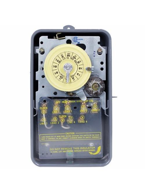 Intermatic T1472BR NEMA 3R Steel Case 208 to 277 VAC 60 Hz 40 Amp 4PST Electromechanical Time Switch with Clock Motor Terminal Intermatic T1472BR NEMA 3R Steel Case 208 to 277 VAC 60 Hz 40 Amp 4PST Electromechanical Time Switch with Clock Motor Terminal