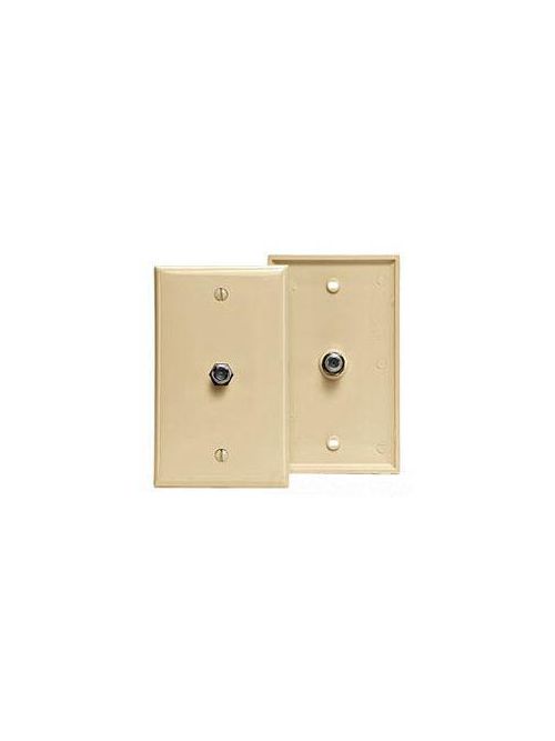 Product image for Leviton 80781-A 2.75 x 4.53 Inch 1-Gang Almond Thermoplastic Nylon Flush/Box Mount Standard F-Connector Video Wall Jack