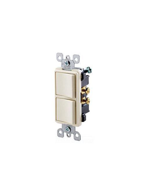 Product image for Leviton 5634-A 120/277 Volt 15 Amp 1-Pole 2 Hp Almond Thermoplastic Grounding Decorator AC Combination Switch