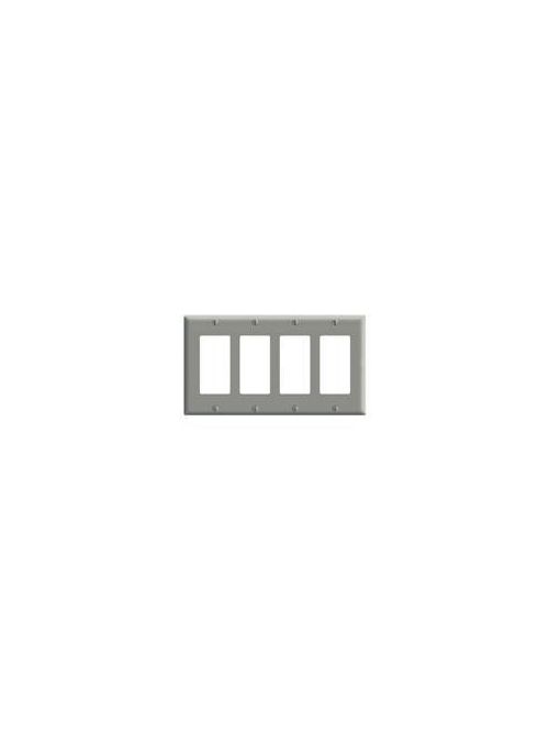 Leviton 80412-GY 8.19 x 0.22 x 4.5 Inch 4-Gang Smooth Gray Thermoset Device Mount Standard Receptacle Wallplate Leviton 80412-GY 8.19 x 0.22 x 4.5 Inch 4-Gang Smooth Gray Thermoset Device Mount Standard Receptacle Wallplate