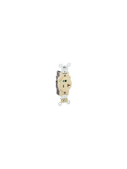 Leviton 8310-W 20 Amp 125 Volt NEMA 5-20R 2-Pole 3 Wire Self Grounding Back and Side Wired Steel Strap White Single Receptacle Leviton 8310-W 20 Amp 125 Volt NEMA 5-20R 2-Pole 3 Wire Self Grounding Back and Side Wired Steel Strap White Single Receptacle