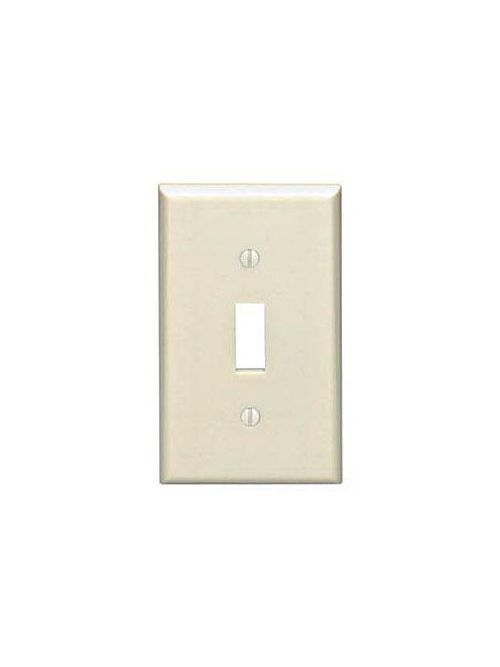 Product image for Leviton 82001 2.75 x 0.22 x 4.5 Inch 1-Gang Almond Thermoset Device Mount Standard Toggle Switch Wallplate