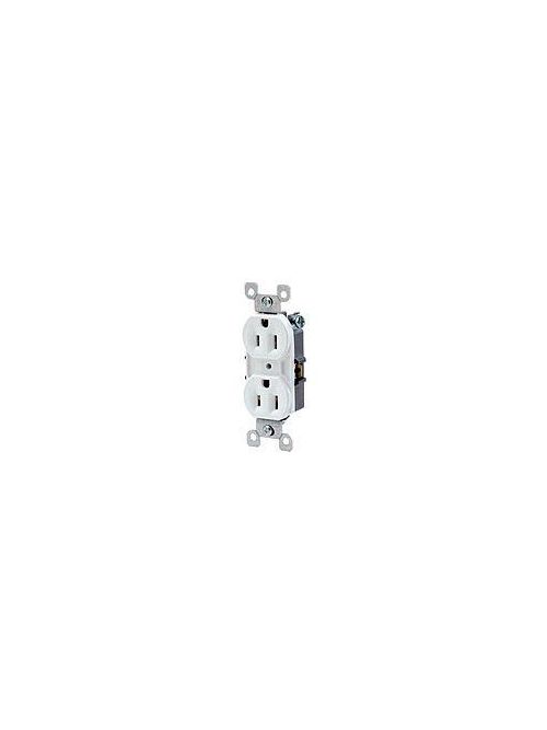 Leviton 5248-WCP 15 Amp 125 Volt NEMA 5-15R 2-Pole 3 Wire Straight Blade Residential Grade with Ears White Duplex Receptacle Leviton 5248-WCP 15 Amp 125 Volt NEMA 5-15R 2-Pole 3 Wire Straight Blade Residential Grade with Ears White Duplex Receptacle