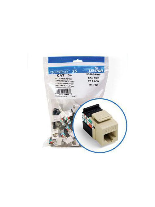 Leviton 5G108-BI5 Category 5E Ivory Plastic 1-Piece Channel Rated UTP Jack Connector Leviton 5G108-BI5 Category 5E Ivory Plastic 1-Piece Channel Rated UTP Jack Connector