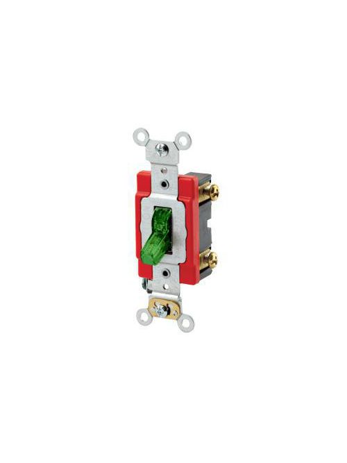 Leviton 1221-PLG Illuminated ON 1-Pole AC Quiet Switch Green 20 Amp 120 Volt Toggle Pilot Light Leviton 1221-PLG Illuminated ON 1-Pole AC Quiet Switch Green 20 Amp 120 Volt Toggle Pilot Light
