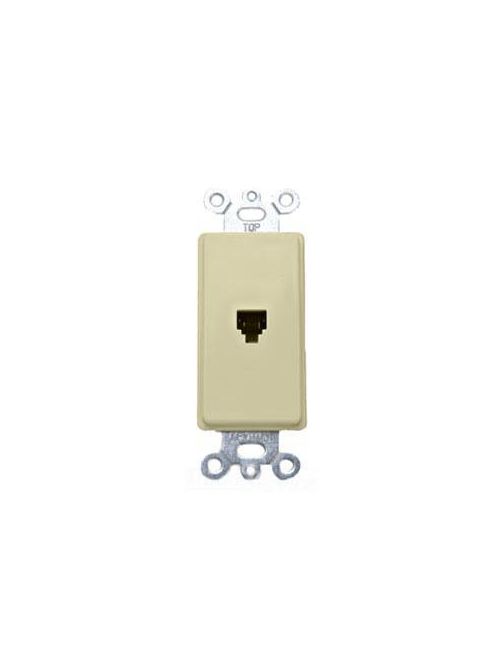 Product image for Leviton 40649-A Almond Plastic Box Mount Screw Terminal 6-Position 4-Conductor Decorator Telephone and Video Insert