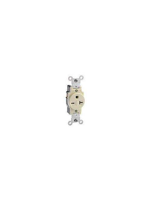Leviton 5823-I 20 Amp 250 Volt NEMA 6-20R 2-Pole 3 Wire Narrow Body Straight Blade Commercial Grade Ivory Single Receptacle Leviton 5823-I 20 Amp 250 Volt NEMA 6-20R 2-Pole 3 Wire Narrow Body Straight Blade Commercial Grade Ivory Single Receptacle