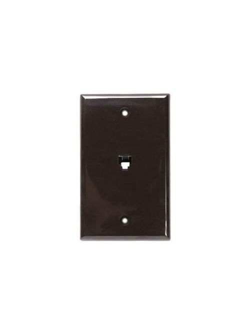 Product image for Leviton 40249 Brown Plastic Box/Flush Mount Screw Terminal 6-Position 4-Conductor Standard Telephone Wall Jack