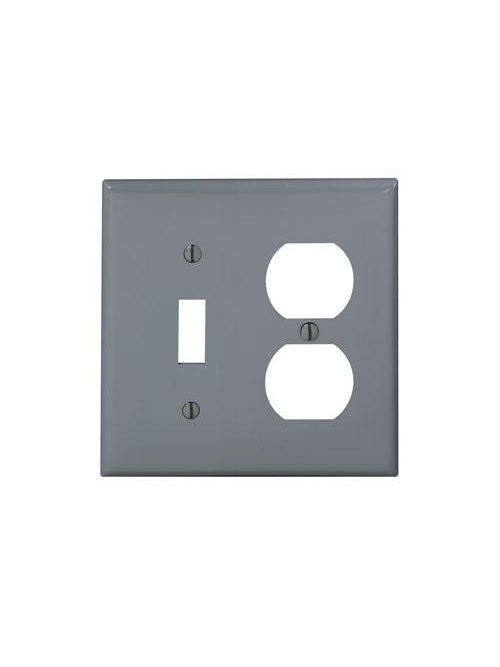 Leviton 80705-GY 2-Gang 1-Toggle 1-Duplex Device Mount Standard Size Thermoplastic Nylon Grey Combination Wallplate Leviton 80705-GY 2-Gang 1-Toggle 1-Duplex Device Mount Standard Size Thermoplastic Nylon Grey Combination Wallplate