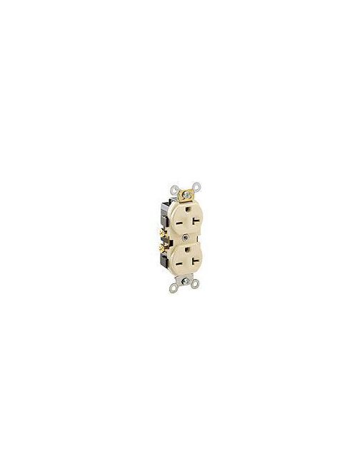 Leviton 5822-I 20 Amp 250 Volt NEMA 6-20R 2-Pole 3 Wire Narrow Body Straight Blade Commercial Grade Ivory Duplex Receptacle Leviton 5822-I 20 Amp 250 Volt NEMA 6-20R 2-Pole 3 Wire Narrow Body Straight Blade Commercial Grade Ivory Duplex Receptacle