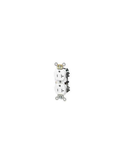 Leviton 5342-W 20 Amp 125 Volt NEMA 5-20R 2-Pole 3 Wire Heavy Duty Specification Grade Straight Blade White Duplex Recptacle Leviton 5342-W 20 Amp 125 Volt NEMA 5-20R 2-Pole 3 Wire Heavy Duty Specification Grade Straight Blade White Duplex Recptacle