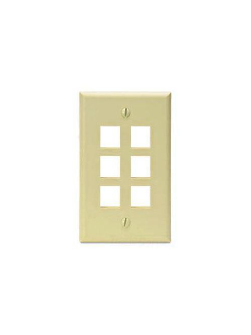 Product image for Leviton 41080-6AP 6-Port Almond QuickPort Flush Mount Wall Plate