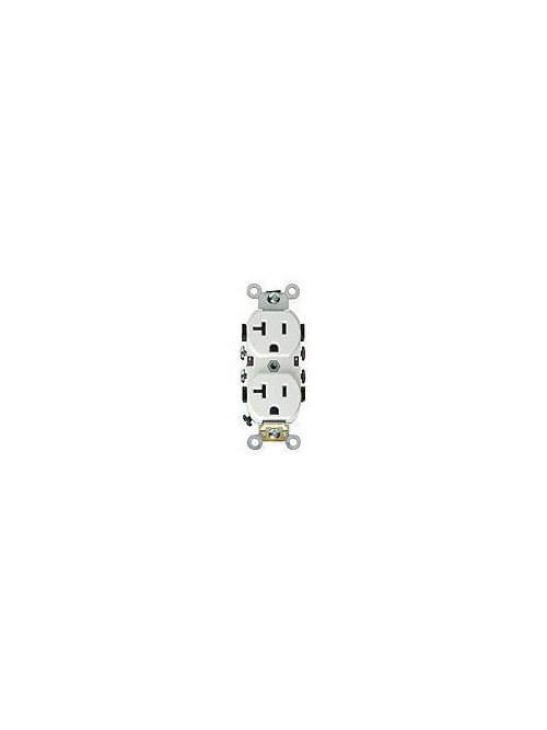Leviton 5352-W 20 Amp 125 Volt NEMA 5-20R 2-Pole 3 Wire Heavy Duty Specification Grade Straight Blade White Receptacle Leviton 5352-W 20 Amp 125 Volt NEMA 5-20R 2-Pole 3 Wire Heavy Duty Specification Grade Straight Blade White Receptacle