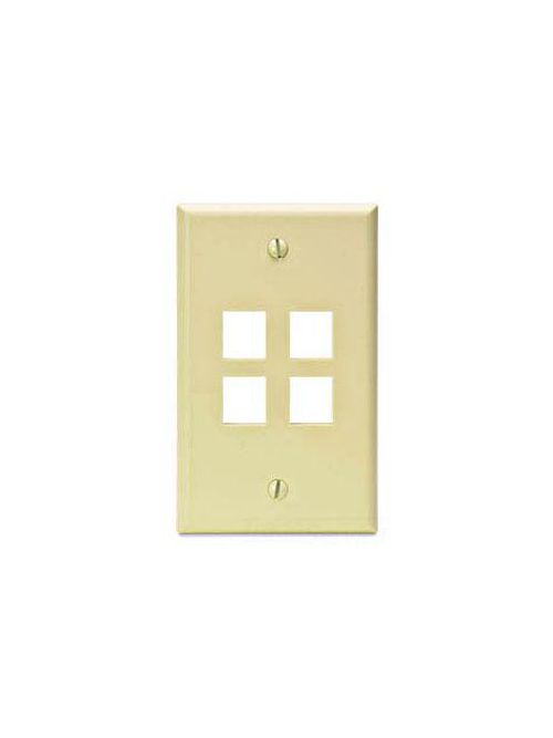 Product image for Leviton 41080-4AP 2.75 x 0.45 x 4.5 Inch 1-Gang 4-Port Almond Plastic Flush Mount Wallplate