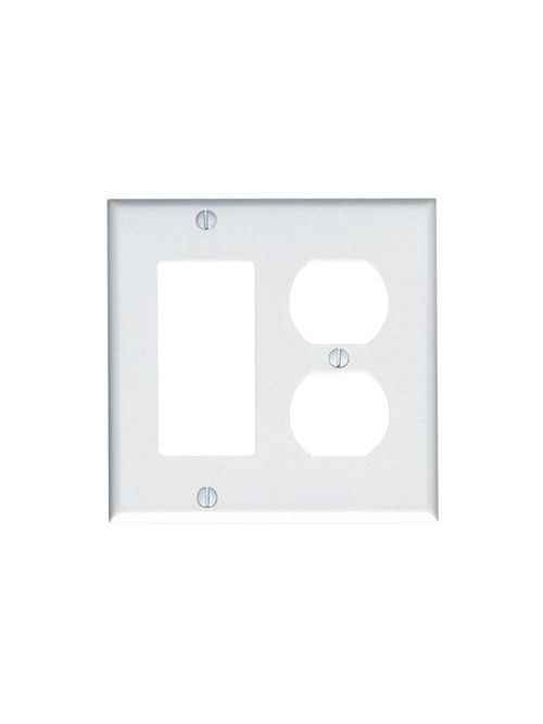 Product image for Leviton 80455-A 2-Gang 1-Duplex 1-Decora GFCI Device Mount Standard Size Thermoset Almond Combination Wallplate
