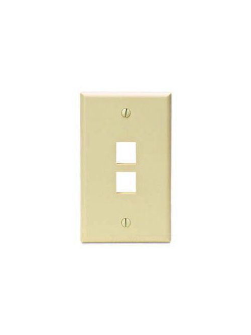 Product image for Leviton 41080-2AP 2.75 x 0.45 x 4.5 Inch 1-Gang 2-Port Almond Plastic Flush Mount Wallplate