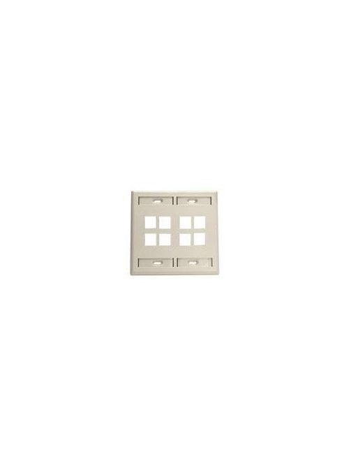 Leviton 42080-8IP Dual Gang 8-Port Ivory QuickPort Wallplate with ID Windows Leviton 42080-8IP Dual Gang 8-Port Ivory QuickPort Wallplate with ID Windows