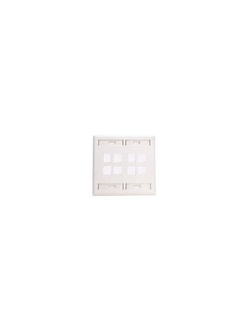 Leviton 42080-8WP Dual Gang 8-Port White QuickPort Wallplate with ID Windows Leviton 42080-8WP Dual Gang 8-Port White QuickPort Wallplate with ID Windows