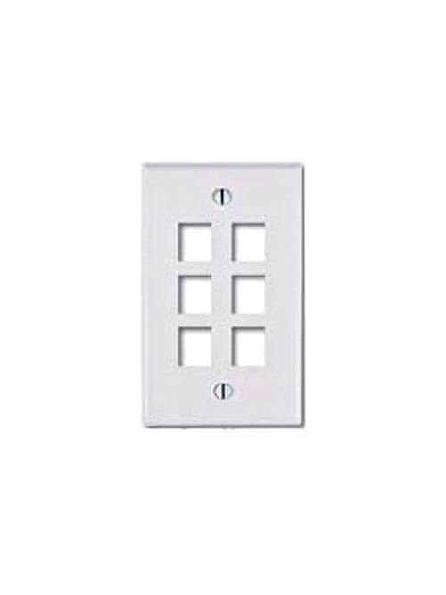 Product image for Leviton 40806-BW Bulk Packaged Single Gang 6-Port White QuickPort Wallplate