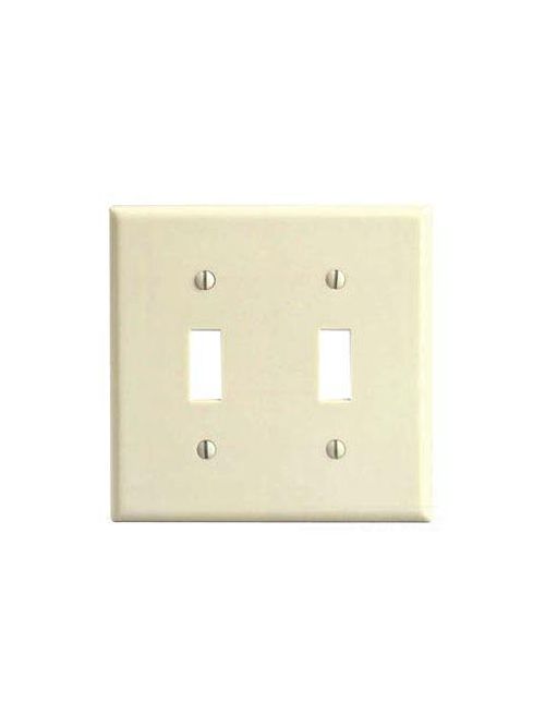 Product image for Leviton 82009 4.56 x 0.22 x 4.5 Inch 2-Gang Almond Thermoset Device Mount Standard Toggle Switch Wallplate
