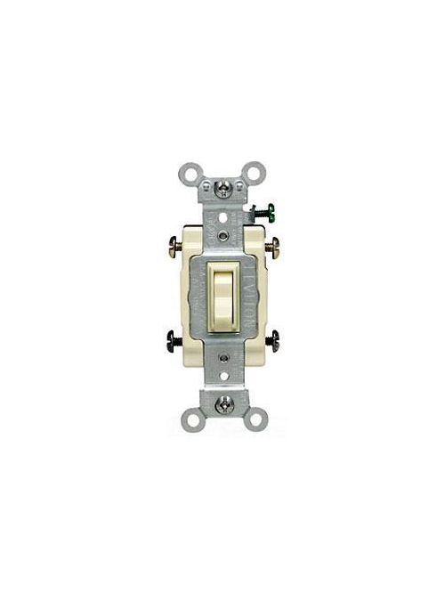 Product image for Leviton 54504-2A 120/277 VAC 15 Amp 2 Hp 4-Way Almond Thermoplastic Grounding Framed Toggle Quiet Switch