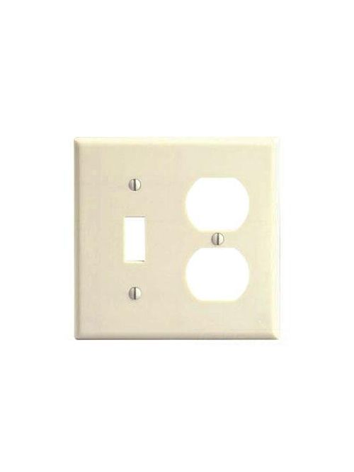 Product image for Leviton 82005 2-Gang Almond Thermoset Standard Combination Wallplate