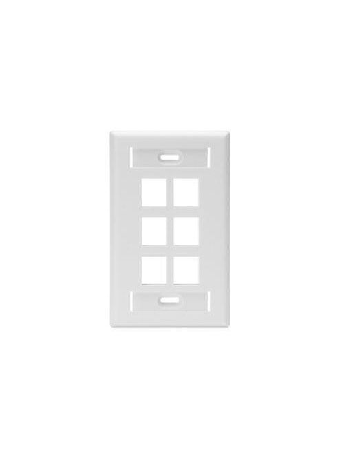 Single-Gang QuickPort Wallplate with ID Windows, 6-Port, White Single-Gang QuickPort Wallplate with ID Windows, 6-Port, White