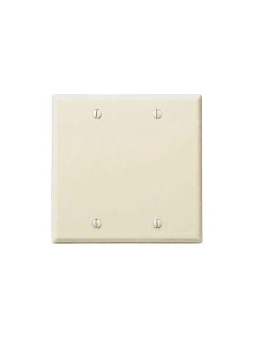 Product image for Leviton 82025 2-Gang No Device Blank Standard Size Thermoset Box Mount Almond Wallplate