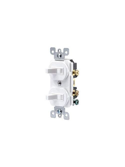 Product image for Leviton 5224-2A 120/277 VAC 15 Amp 1-Pole 1/2 Hp Almond Thermoplastic Grounding Duplex Combination Switch
