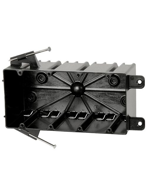Allied Moulded Products P-764 3-1/4 x 7-5/8 x 3-3/4 Inch 74.8 In 4-Gang Polycarbonate Angled Nail Switch/Receptacle Outlet Box Allied Moulded Products P-764 3-1/4 x 7-5/8 x 3-3/4 Inch 74.8 In 4-Gang Polycarbonate Angled Nail Switch/Receptacle Outlet Box