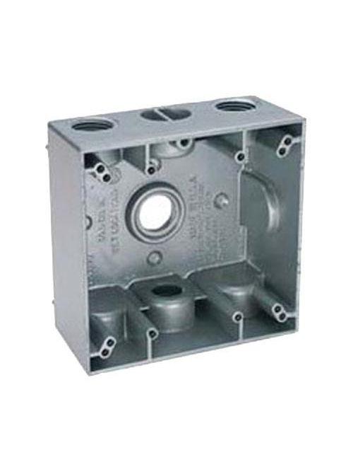 Teddico TGB75-4V 2-Gang 4-9/16 x 4-5/8 x 2 Inch 3/4 Inch 4-Hub 31 InGray Die-Cast Metal Weatherproof Outlet Box Teddico TGB75-4V 2-Gang 4-9/16 x 4-5/8 x 2 Inch 3/4 Inch 4-Hub 31 InGray Die-Cast Metal Weatherproof Outlet Box