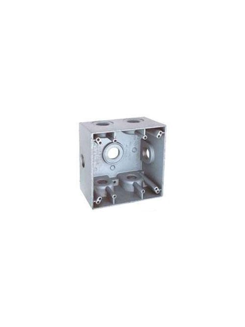 Teddico TGB-77XV 2-Gang 4-9/16 x 4-5/8 x 2 Inch 3/4 Inch 7-Hub 31 InGray Die-Cast Metal Weatherproof Outlet Box Teddico TGB-77XV 2-Gang 4-9/16 x 4-5/8 x 2 Inch 3/4 Inch 7-Hub 31 InGray Die-Cast Metal Weatherproof Outlet Box