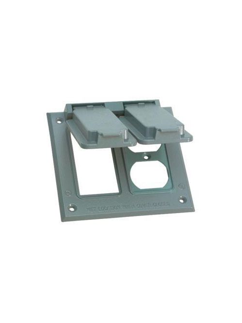 Product image for Teddico FGV-261V 2-Gang 4-9/16 Inch Gray Die-Cast Metal Weatherproof Device Box Cover