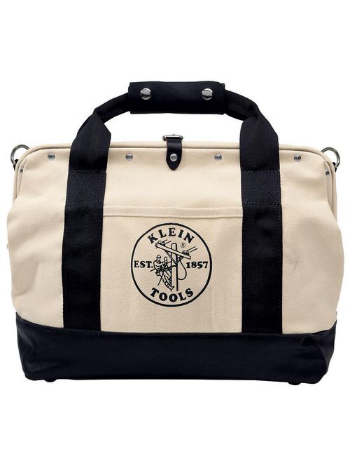 Product image for Klein Tools 5003-16 16 Inch Pocket Canvas Tool Bag with Leather Bottom
