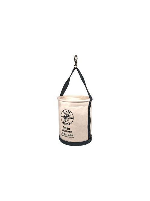 Product image for Klein 5109PS Canvas Bucket, Wide Straight-Wall with Pocket, Swivel Snap, 12"
