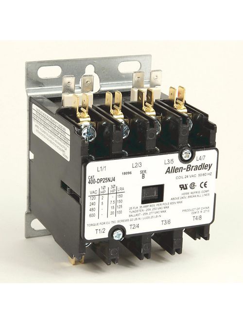 Allen Bradley 400-DP25NJ1 25 Amp Definite Purpose Contactor Allen Bradley 400-DP25NJ1 25 Amp Definite Purpose Contactor