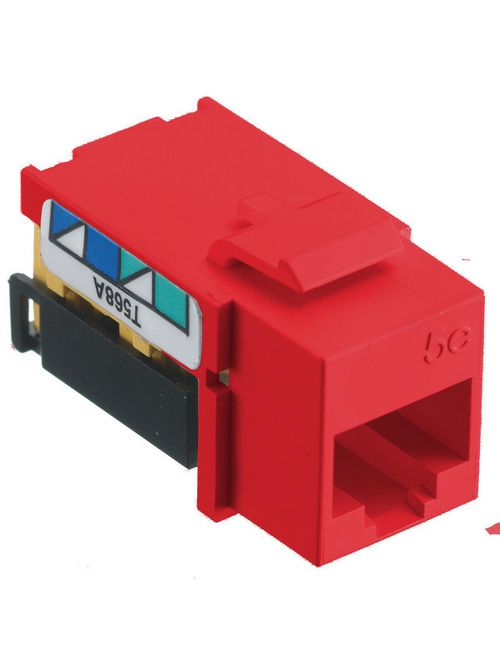 Product image for Hubbell NSJ5ER25 JACK, NSJ, CAT5E, 8 POS, UNI, A/B, Red (25/Pack)