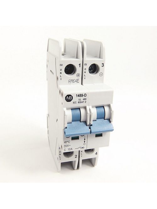 Product image for Allen Bradley 1489-D2C100 10 Amp Miniature Circuit Breaker