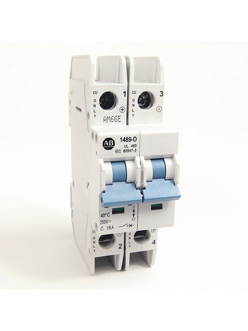 Product image for Allen Bradley 1489-D2C160 UL 489 16 Amp Miniature Circuit Breaker