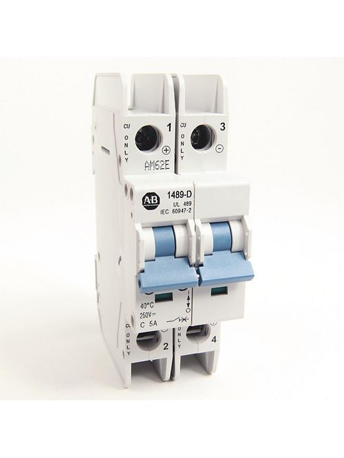 Product image for Allen Bradley 1489-D2C050 UL 489 5 Amp Miniature Circuit Breaker