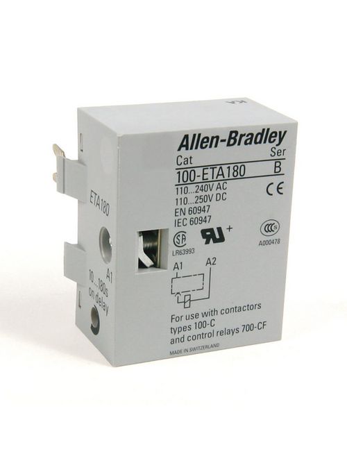 Allen Bradley 100-ETY30 110 to 240 Volt 50/60 Hz Transition Time Y Contactor 1 to 30 Sec Electronic Timing Module Allen Bradley 100-ETY30 110 to 240 Volt 50/60 Hz Transition Time Y Contactor 1 to 30 Sec Electronic Timing Module