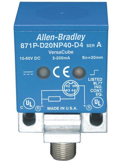Product image for Allen Bradley 871P-D40NP40-D4 Rectangular Inductive Sensor