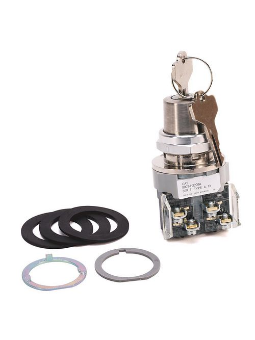 Allen-Bradley 800T-H3203A 30.5 mm Type 4/13 2-Position Maintained 1 NO - 1 NC Cylinder Lock Selector Switch Allen-Bradley 800T-H3203A 30.5 mm Type 4/13 2-Position Maintained 1 NO - 1 NC Cylinder Lock Selector Switch