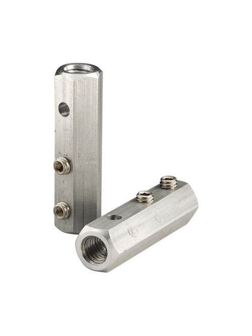 Product image for Erico LPC32138 Air Terminal Base, In-line, Imperial Thread, Copper, 3/8 UNC Thread