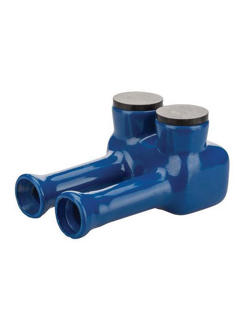 Product image for NSI ITW-3/0 1/0 to 3/0 AWG Blue Plastisol 2-Port Insulated Multi-Cable Tap Connector