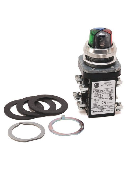 Allen-Bradley 800T-PCL316 30.5 mm 120 VAC Transformer 3 Unit Cluster LED Pilot Light Allen-Bradley 800T-PCL316 30.5 mm 120 VAC Transformer 3 Unit Cluster LED Pilot Light