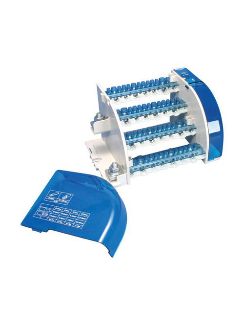 Product image for Erico 563995 Four Pole Distribution Block, 400 A, 1 Line Side & 14 Load Side Connections