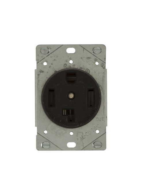 Product image for Eaton 1257-SP Single Flush Receptacle, 30A 125/250V 3P4W - Black